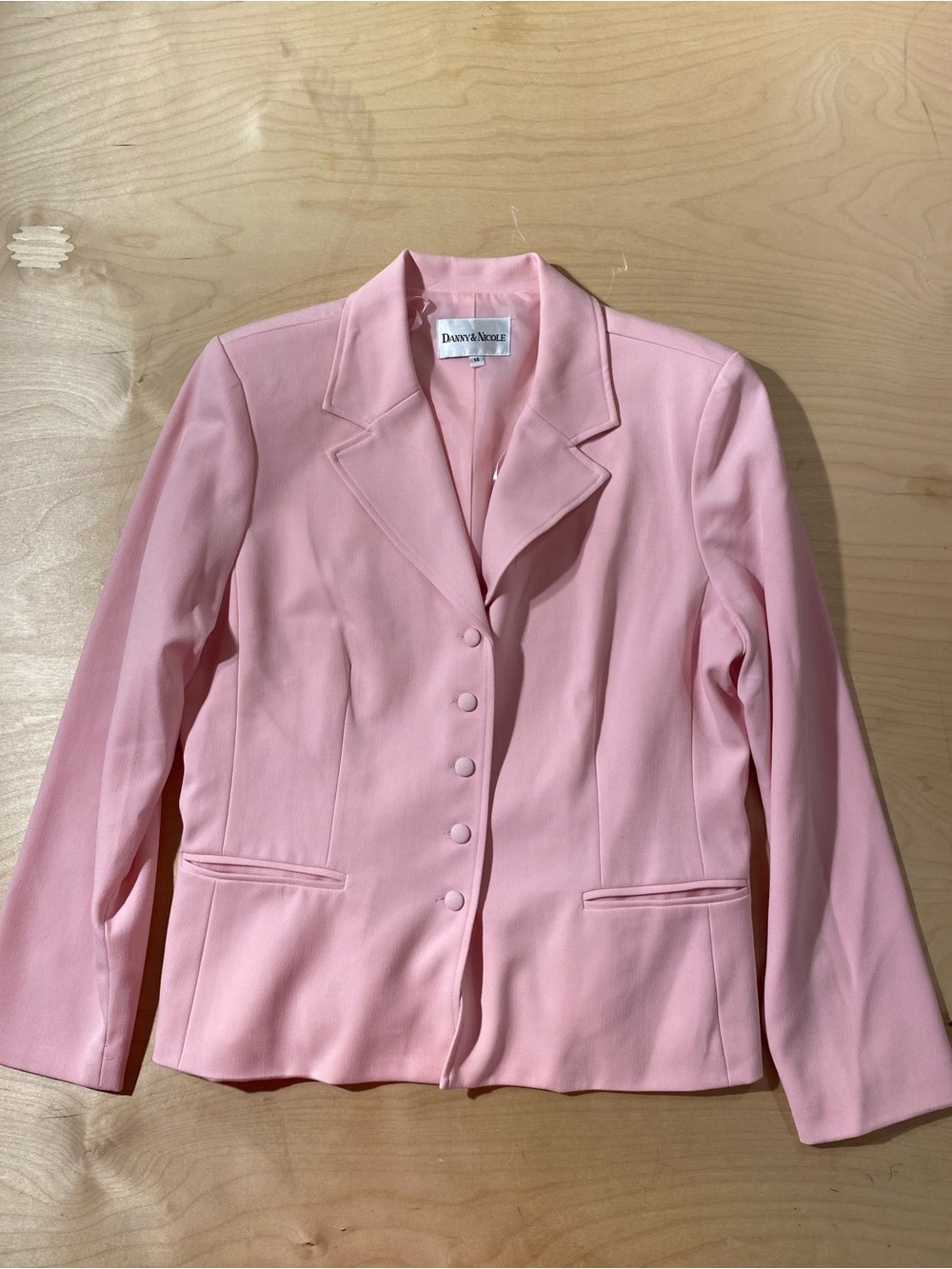 Danny & Nicole Soft Pink Tailored Button Blazer 14 (RY)